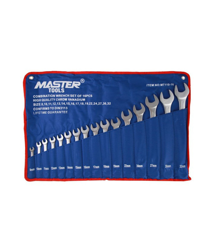 ست آچار ۱۶ عددی یک سر تخت و رینگی مستر مدل MT110-16